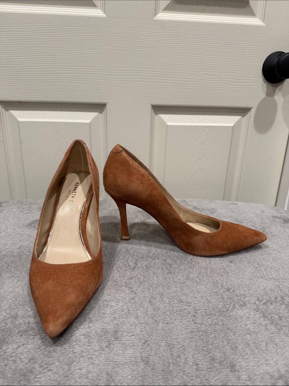 Kenneth Cole Cognac Suede Pointed-Toe Pumps